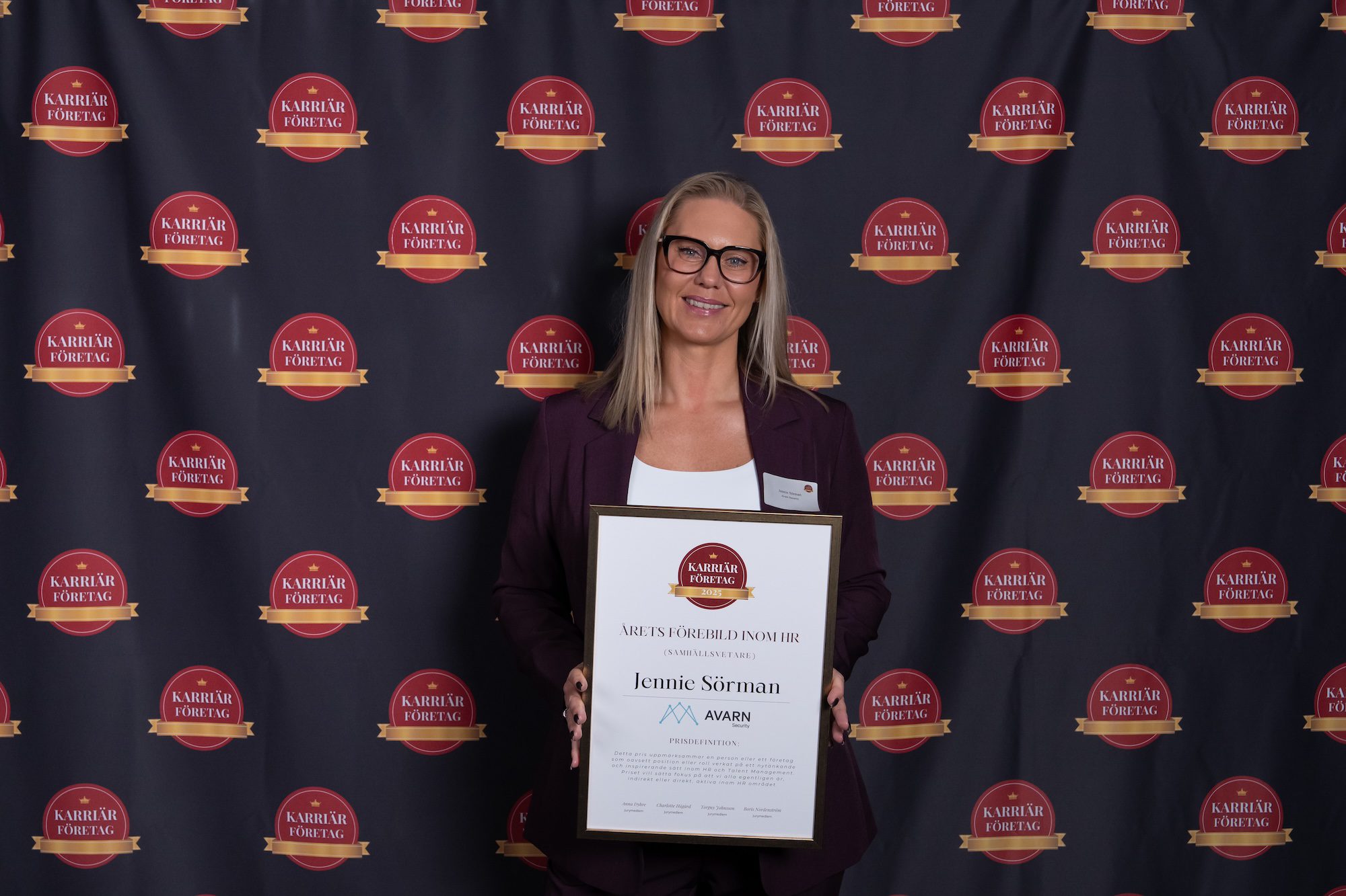 Jennie Sörman på Avarn Security utses till Årets Förebild inom HR på Stora Karriärdagen 2025! 
